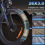Electric Bike for Adults, 1200W Peak 30MPH Electric City Cruiser Bicycle, 26" x 3.0 Fat Tire Step-Thru Ebike with 48V 16AH/14.5AH Removable Battery, 7-Speed Folding Electric Commuter Bike. - Image 4