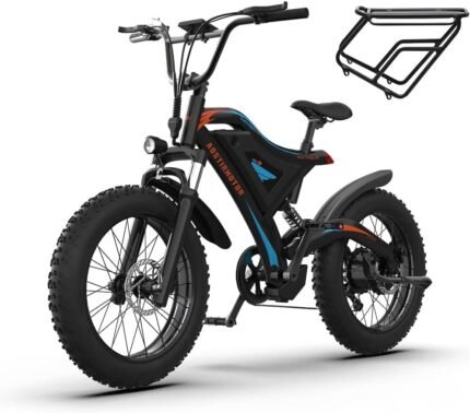 aostirmotor 500W(Peak 650W) Electric Bike,Max Range 25Miles(Pedal-Assist)&Max Speed 28Mph, 20" EBike with Removable Battery, Dual Suspension, Commuter Electric Bicycle for Adults.