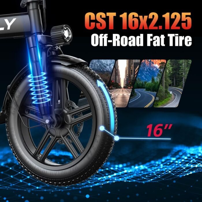 Toofly Electric Bike for Adult, Peak 1000W Foldable Ebike Up to 30MPH & 35 Miles (Throttle), 48V 20Ah Removable Battery, 16" Tires Folding E Bike Adults Electric Bicycle for Commuter Travel (Black). - Image 4