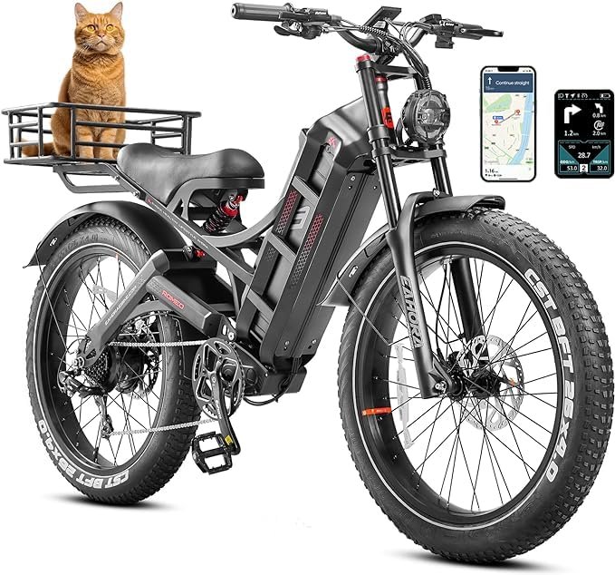 Version 1.0.0 Romeo Pro (2024 Upgraded) Peak 1600W Electirc Bike for Adults 60Ah 100-200 Miles Long Range Electric Bike, 26"*4.0 Fat Tire Ebike Full Suspension Electric Bicycle with Dual Hydraulic Brakes. - Image 1